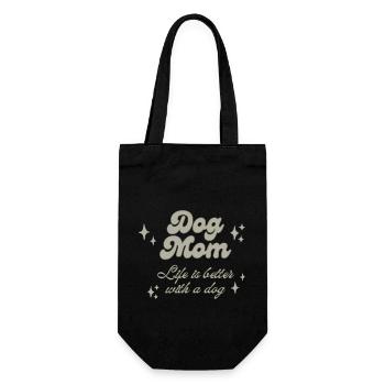 Dog Mom life is better with a dog Hundeliebe Hund - Geschenkbeutel für Flaschen - Schwarz - Vorne