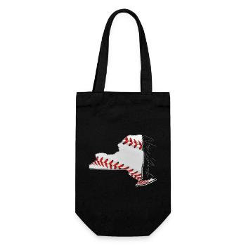 New York (USA) | echter Baseball | Landkarte Scpt - Geschenkbeutel für Flaschen - Schwarz - Vorne
