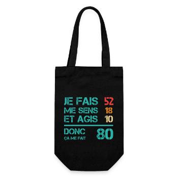80 ans anniversaire homme femme humour rigolo - Sac à bouteille - noir - Devant