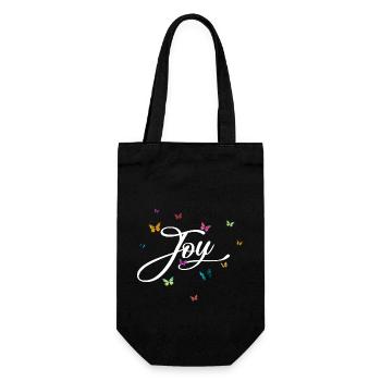 JOY - Girl Name with Colorful Butterflies - Gift Bag for Bottles - black - Front