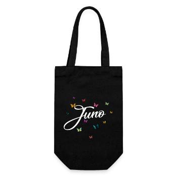 JUNO - Nom de fille avec des papillons colorés - Sac à bouteille - noir - Devant