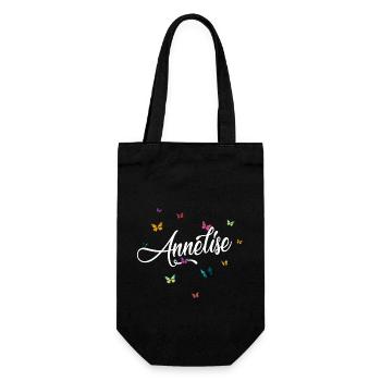 ANNELISE - Girl Name with Colorful Butterflies - Gift Bag for Bottles - black - Front