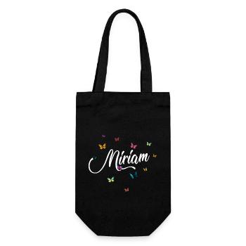 MIRIAM - Girl Name with Colorful Butterflies - Gift Bag for Bottles - black - Front