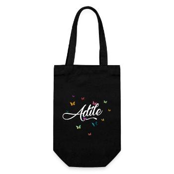ADILE - Nom de fille avec des papillons colorés - Sac à bouteille - noir - Devant