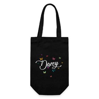 DARCY - Prénom de fille avec des papillons colorés - Sac à bouteille - noir - Devant