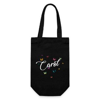 CAROL - Girl Name with Colorful Butterflies - Gift Bag for Bottles - black - Front