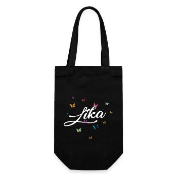 LIKA - Girl Name with Colorful Butterflies - Gift Bag for Bottles - black - Front