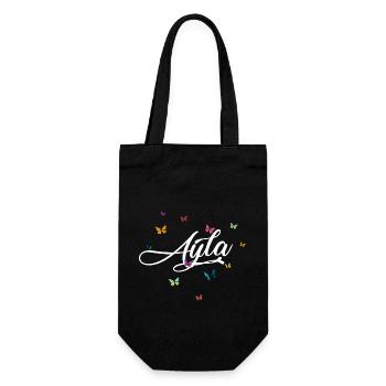 AYLA - Girl Name with Colorful Butterflies - Gift Bag for Bottles - black - Front