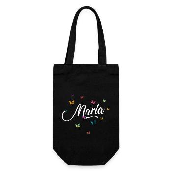 MARIA - Girl Name with Colorful Butterflies - Gift Bag for Bottles - black - Front