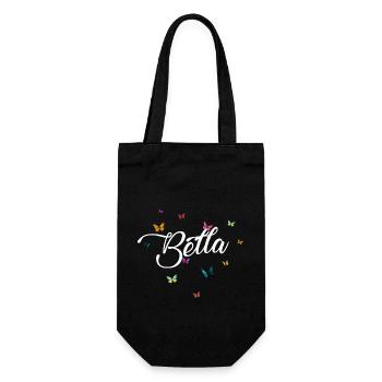 BELLA - Girl's Name with Colorful Butterflies - Gift Bag for Bottles - black - Front