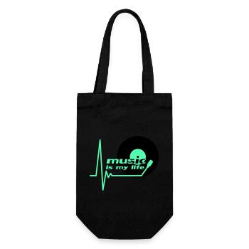 Music is my Life Pulse Heartbeat Vinyl Music Logo - Gift Bag for Bottles - black - Front