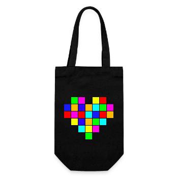 Buntes Herz Regenbogen - Geschenkbeutel für Flaschen - Schwarz - Vorne