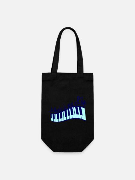 Music is my Life Musik Leben Keyboard Piano Tasten - Geschenkbeutel für Flaschen - Schwarz