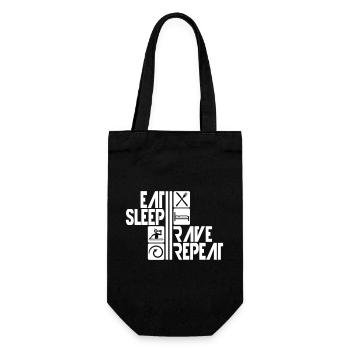 Eat Sleep Rave Repeat Essen Schlafen Raven Spruch - Geschenkbeutel für Flaschen - Schwarz - Vorne