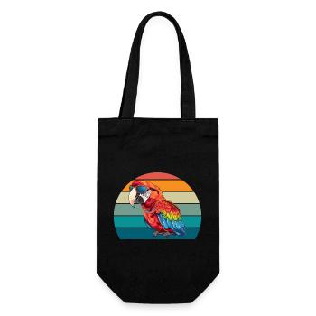 Papagei Retro Vogel Sommer - Geschenkbeutel für Flaschen - Schwarz - Vorne
