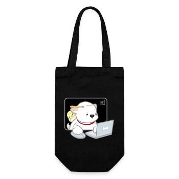 Hund koreanisch - japanischer Stil 05 - Geschenkbeutel für Flaschen - Schwarz - Vorne