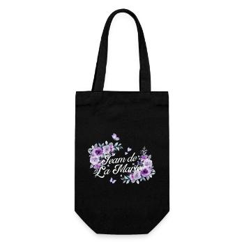 Lila Blumen Braut Team - Geschenkbeutel für Flaschen - Schwarz - Vorne