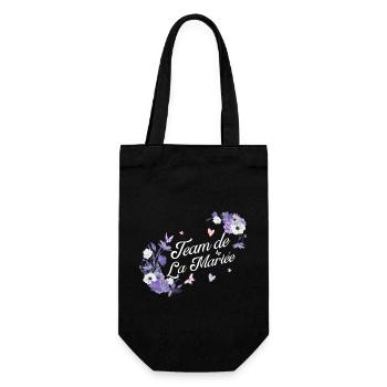 Lila Blumen Braut Team - Geschenkbeutel für Flaschen - Schwarz - Vorne