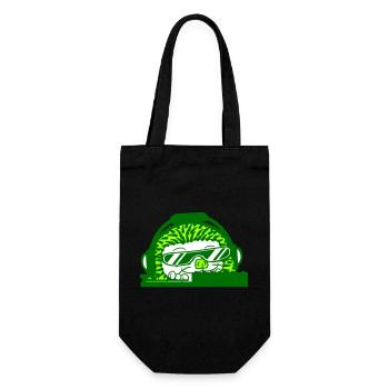 Lustiger Cooler DJ Igel Mischpult Party Musik Spaß - Geschenkbeutel für Flaschen - Schwarz - Vorne