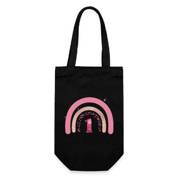1st Birthday Rainbow Rose - Gift Bag for Bottles - black - Front