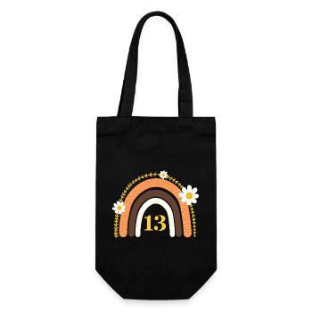 13th Birthday Rainbow Yellow - Gift Bag for Bottles - black - Front