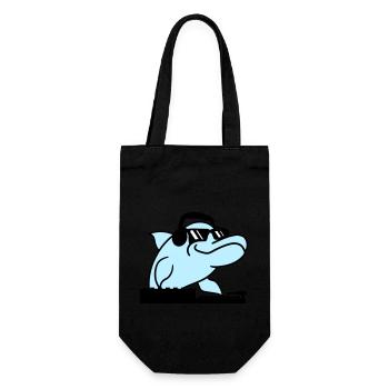 Lustiger DJ Delfin Mischpult Cool Party Musik Fun - Geschenkbeutel für Flaschen - Schwarz - Vorne