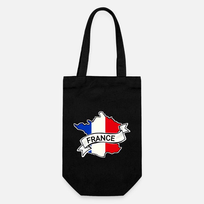 France - Drapeau - Carte - Sac à bouteille - noir