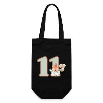11th Birthday Fox Flowers - Gift Bag for Bottles - black - Front