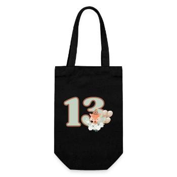 13. Geburtstag Fuchs Blumen - Geschenkbeutel für Flaschen - Schwarz - Vorne