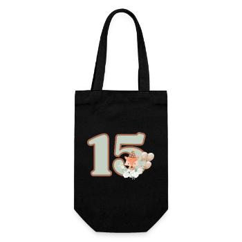 15th Birthday Fox Flowers - Gift Bag for Bottles - black - Front