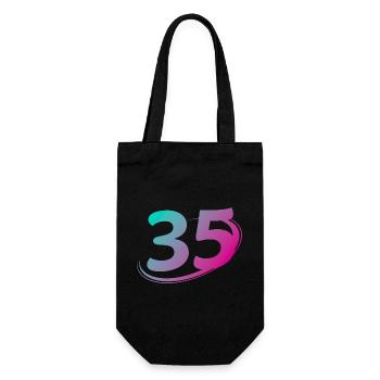 Nummer 35 mehrfarbig - Geschenkbeutel für Flaschen - Schwarz - Vorne