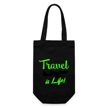 travel is life - Gift Bag for Bottles - black - Front