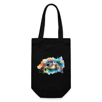 A water turtle in colorful watercolor style - Gift Bag for Bottles - black - Front