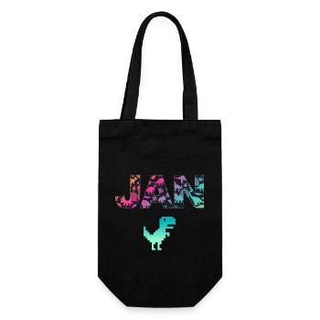 JAN - Schöner Jungen Name mit Dinosaurier - Geschenkbeutel für Flaschen - Schwarz - Vorne