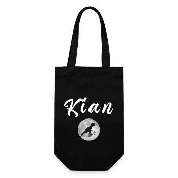 KIAN - Schöner Jungen Name mit Dinosaurier - Geschenkbeutel für Flaschen - Schwarz - Vorne
