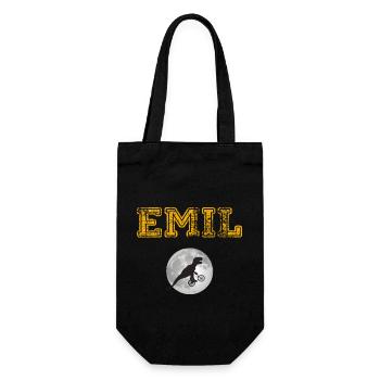 EMIL - Beautiful boy name with dinosaur - Gift Bag for Bottles - black - Front