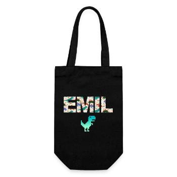 EMIL - Beautiful boy name with dinosaur - Gift Bag for Bottles - black - Front