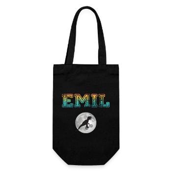 EMIL - Beautiful boy name with dinosaur - Gift Bag for Bottles - black - Front