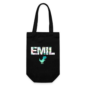 EMIL - Beautiful boy name with dinosaur - Gift Bag for Bottles - black - Front