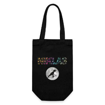 NIKLAS - Beautiful boy name with dinosaur - Gift Bag for Bottles - black - Front