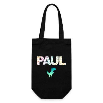 PAUL - Beautiful boy name with dinosaur - Gift Bag for Bottles - black - Front