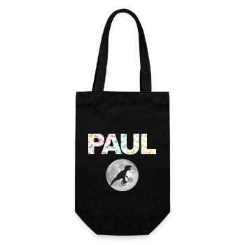 PAUL - Beautiful boy name with dinosaur - Gift Bag for Bottles - black - Front