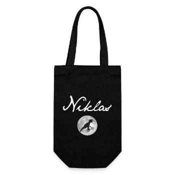 NIKLAS - Beautiful boy name with dinosaur - Gift Bag for Bottles - black - Front