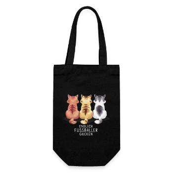 Endlich Fussball gucken lustige Katzen für - Geschenkbeutel für Flaschen - Schwarz - Vorne