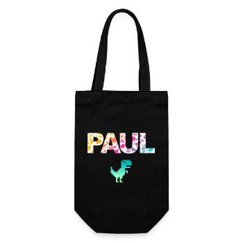 PAUL - Beautiful boy name with dinosaur - Gift Bag for Bottles - black - Front