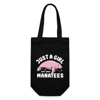 Just a girl who loves Manatees - Geschenkbeutel für Flaschen - Schwarz - Vorne