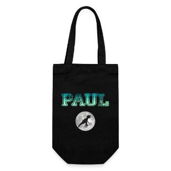 PAUL - Schöner Jungen Name mit Dinosaurier - Geschenkbeutel für Flaschen - Schwarz - Vorne