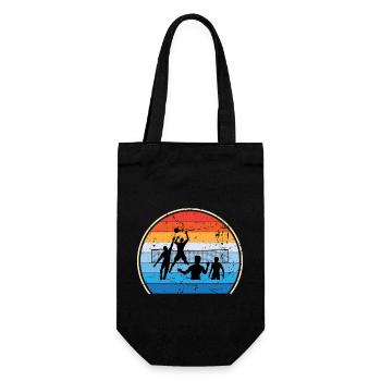Retro Volleyballspieler Volleyballtrainer - Geschenkbeutel für Flaschen - Schwarz - Vorne
