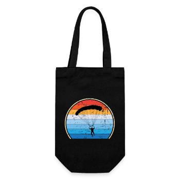 Retro Fallschirm Fallschirmspringen Skydiving - Geschenkbeutel für Flaschen - Schwarz - Vorne