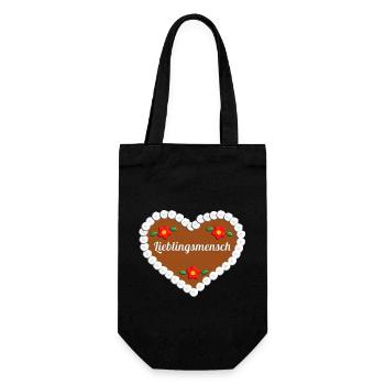 Lieblingsmensch Lebkuchenherz Geschenk - Geschenkbeutel für Flaschen - Schwarz - Vorne